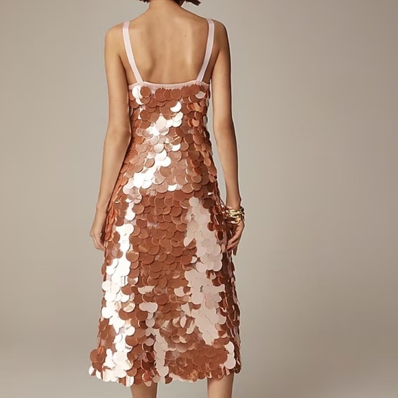 J crew peachy pink Collection circle-sequin midi dress - Picture 4 of 7